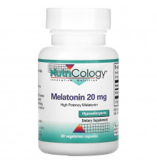Мелатонін, Melatonin, Nutricology, 20 мг, 60 капсул