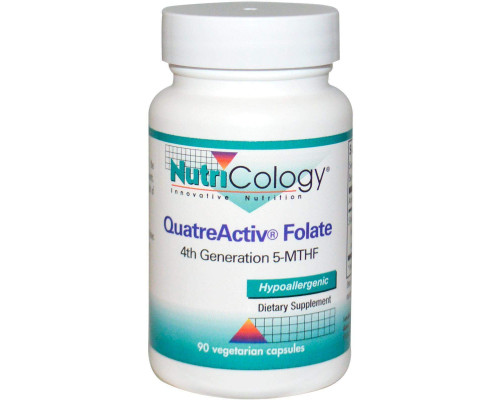 Фолат, 5-MTHF, QuatreActiv Folate, Nutricology, 90 капсул