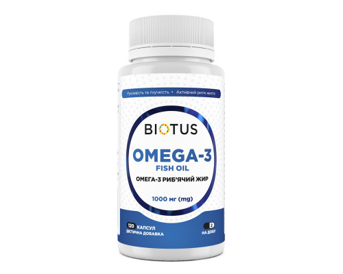 Омега-3 риб'ячий жир, Omega-3 Fish Oil, Biotus, 120 капсул (1000 мг на 2 капсули)