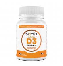 Вітамін D3, Vitamin D3, Biotus, 125 мкг (5000 МО), 60 капсул