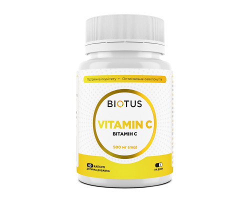 Вітамін С, Vitamin C, Biotus, 500 мг, 60 капсул