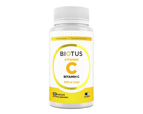 Вітамін С, Vitamin C, Biotus, 500 мг, 100 капсул