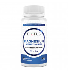 Магній з вітаміном В6, Magnesium with Vitamin B6, Biotus, 399 мг, 100 капсул