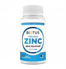 Цинк хелатний, Chelated Zinc, Biotus, 30 мг, 100 капсул