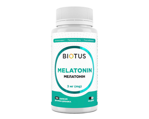 Мелатонін, Melatonin, Biotus, 3 мг, 100 капсул