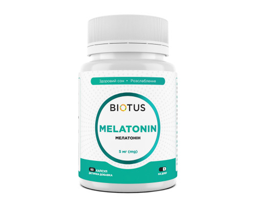Мелатонін, Melatonin, Biotus, 5 мг, 60 капсул