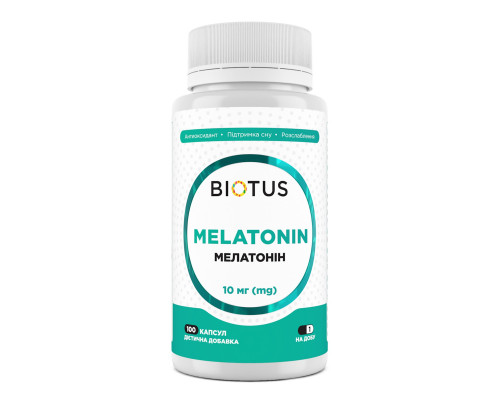 Мелатонін, Melatonin, Biotus, 10 мг, 100 капсул