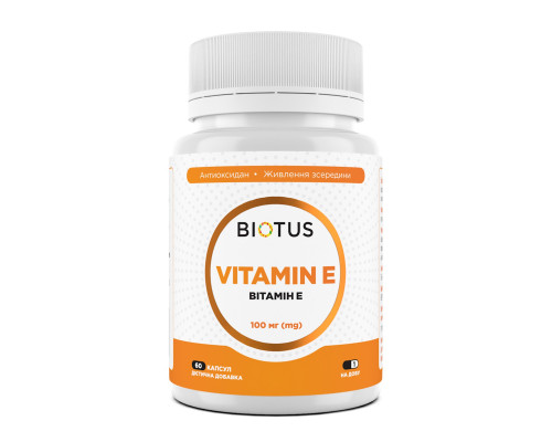 Вітамін Е, Vitamin Е, Biotus, 100 мг, 60 капсул