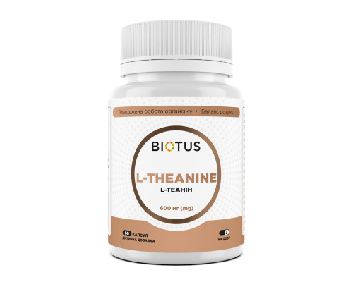 L-теанін, L-Theanine, Biotus, 600 мг, 60 капсул