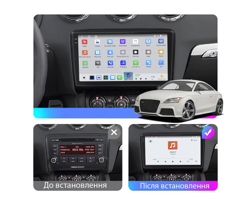 Штатная магнитола Lesko для Audi TT II (8J) 2006-2010 экран 9" 4/64 QLED CarPlay 4G Wi-Fi GPS 360 Prime