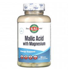 Яблучна кислота, Malic Acid, KAL, з магнієм, 120 таблеток