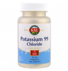 Калій хлорид, Potassium Chloride, KAL, 99 мг, 100 таблеток