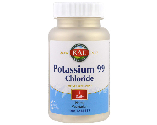 Калій хлорид, Potassium Chloride, KAL, 99 мг, 100 таблеток