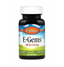 Вітамін Е, E-Gems Natural Vitamin E, Carlson, 134 мг (200 МО), 90 гелевих капсул