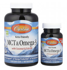 МСТ і Омега-3, MCT & Omega-3, Carlson, 120 гелевих капсул + 30 капсул безкоштовно