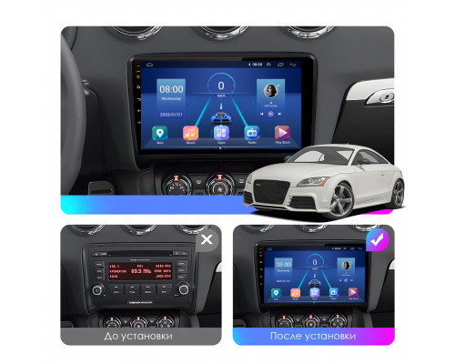 Штатная магнитола Lesko для Audi TT II (8J) 2006-2010 экран 9" 6/128Gb 4G Wi-Fi GPS Top