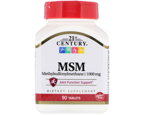 Метилсульфонілметан МСМ, MSM, 21st Century, 1000 мг, 90 таблеток