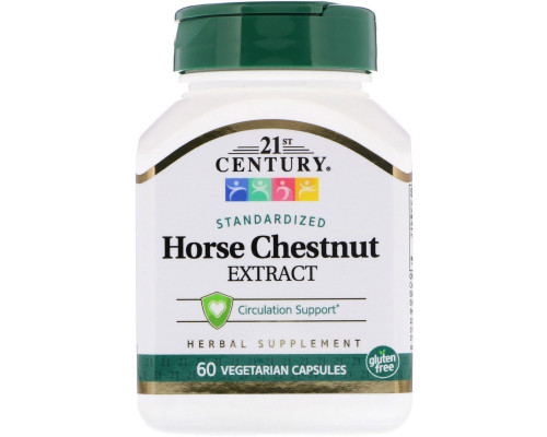 Екстракт кінського каштана, Horse Chestnut Seed, 21st Century, стандартизований, 60 вегетаріанських капсул (300 мг на капсулу)