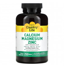 Кальцій магній цинк, Calcium Magnesium Zinc, Country Life, 250 таблеток