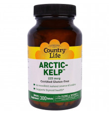 Йод, арктична ламінарія, Artic-Kelp, Country Life, 225 мкг, 300 таблеток