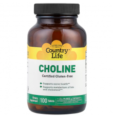 Холін, Choline, Country Life, 266 мг, 100 таблеток