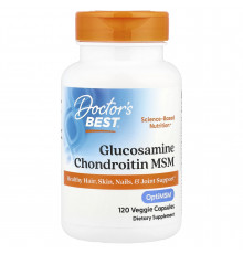 Глюкозамін, хондроїтин з OptiMSM, Glucosamine Chondroitin MSM, Doctor's Best, 120 вегетаріанських капсул