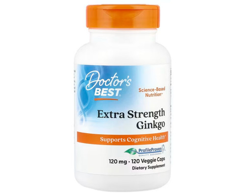 Гінкго Білоба, Extra Strength Ginkgo, Doctor's Best, екстрасильний, 120 мг, 120 веганських капсул