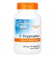 Триптофан, L-Tryptophan, Doctor's Best, 500 мг, 90 веганських капсул