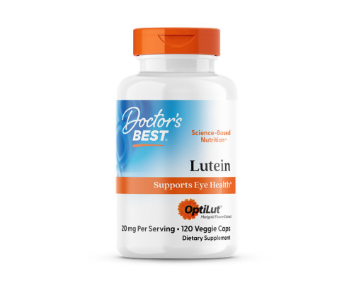 Лютеїн, Lutein with OptiLut, Doctors Best, 20 мг, 120 веганських капсул (10 мг у капсулі)