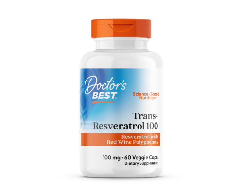 Ресвератрол, Trans-Resveratrol 100 з ResVinol, Doctor's Best, 100 мг, 60 капсул