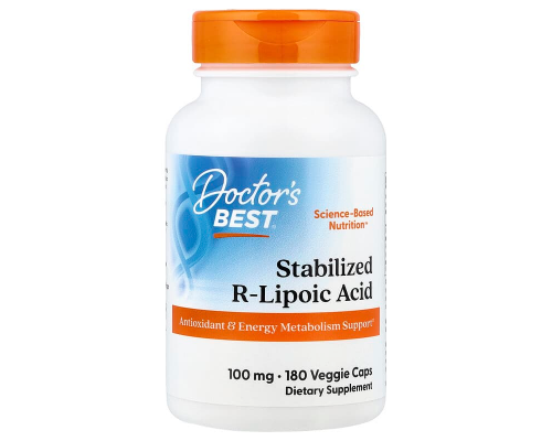 R-ліпоєва кислота, Stabilized R-Lipoic Acid, Doctor's Best, 100 мг, 180 веганських капсул