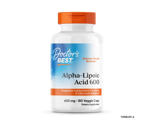 Альфа-ліпоєва кислота, Alpha-Lipoic Acid, Doctor's Best, 600 мг, 180 веганських капсул