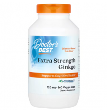 Гінкго Білоба, Extra Strength Ginkgo, Doctor's Best, екстрасильний, 120 мг, 360 веганських капсул