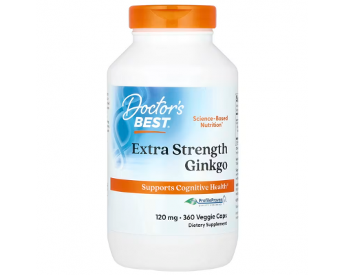 Гінкго Білоба, Extra Strength Ginkgo, Doctor's Best, екстрасильний, 120 мг, 360 веганських капсул