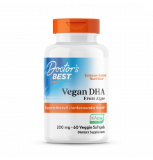 Омега-3 з водоростей, ДГК, Vegan DHA from Algae with Life's DHA, Doctor's Best, 200 мг, 60 гелевих капсул