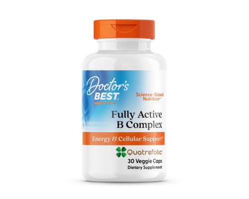 Комплекс вітамінів В з Quatrefolic, Fully Active B Complex with Quatrefolic, Doctor's Best, 30 веганських капсул