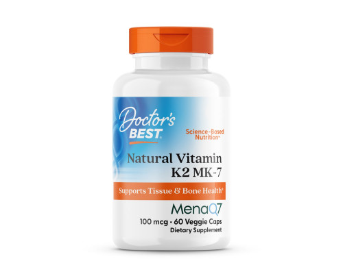 Вітамін К2, МК-7, з MenaQ7, Vitamin K2 MK-7 with MenaQ7, Doctor's Best, 100 мкг, 60 веганських капсул