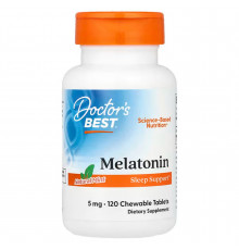 Мелатонін, Melatonin, Doctor's Best, натуральна м'ята, 5 мг, 120 жувальних таблеток