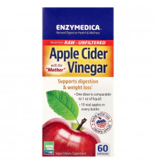 Яблучний оцет із матричною кислотою, Apple Cider Vinegar, Enzymedica, 60 капсул (355 мг на капсулу)