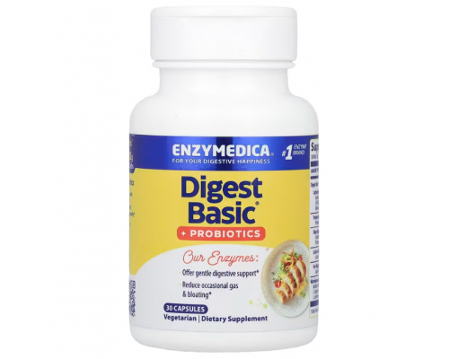 Ферменти і пробіотики, Digest Basic + Probiotics, Enzymedica, 30 капсул