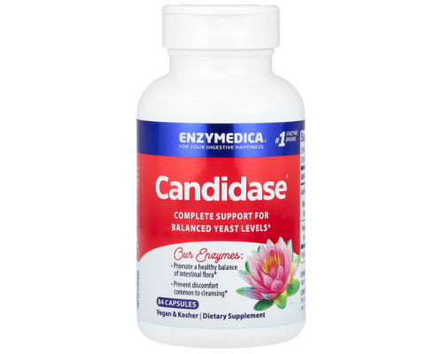 Підтримка здорової мікрофлори кишечника, Candidase, Enzymedica, 84 капсули
