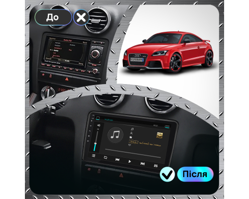 Штатная магнитола Lesko для Audi TT RS II (8J) 2009-2014 экран 9" 6/128Gb 4G Wi-Fi GPS Top