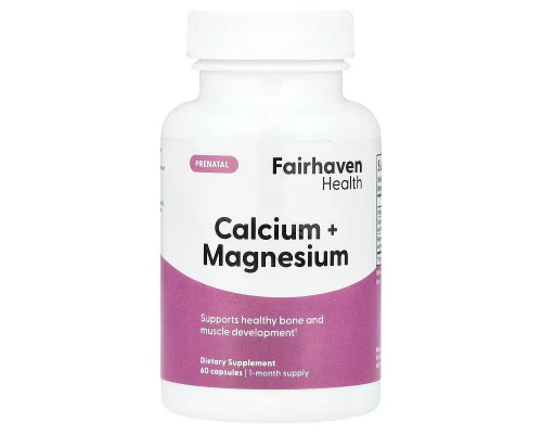Кальцій та магній, Prenatal Calcium + Magnesium, Fairhaven Health, пренатальний, 60 капсул