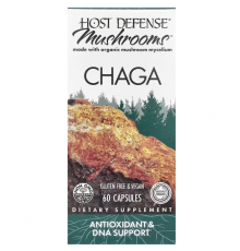 Чага, Chaga, Host Defense, Mushrooms™, антиоксидант та підтримка ДНК, 60 капсул