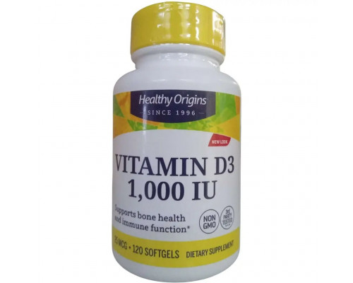 Вітамін D3 в маслі МСТ, Vitamin D3 in MCT Oil, Healthy Origins, 1000 МО, 120 гелевих капсул
