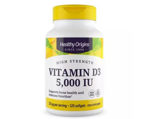 Вітамін D3 в олії МСТ, Vitamin D3 in MCT Oil, Healthy Origins, 5000 МО, 120 гелевих капсул