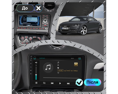 Штатная магнитола Lesko для Audi TTS II (8J) Рестайлинг 2010-2014 экран 9" 1/16Gb Wi-Fi GPS Base