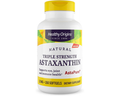 Астаксантин, Astaxanthin, Healthy Origins, 12 мг, 150 гелевих капсул