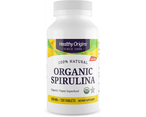 Спіруліна, Spirulina, Healthy Origins, органік, 500 мг, 720 таблеток