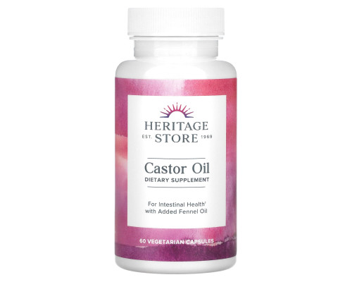 Касторова олія, Castor Oil, Heritage Products, 725 мг, 60 вегетаріанських капсул